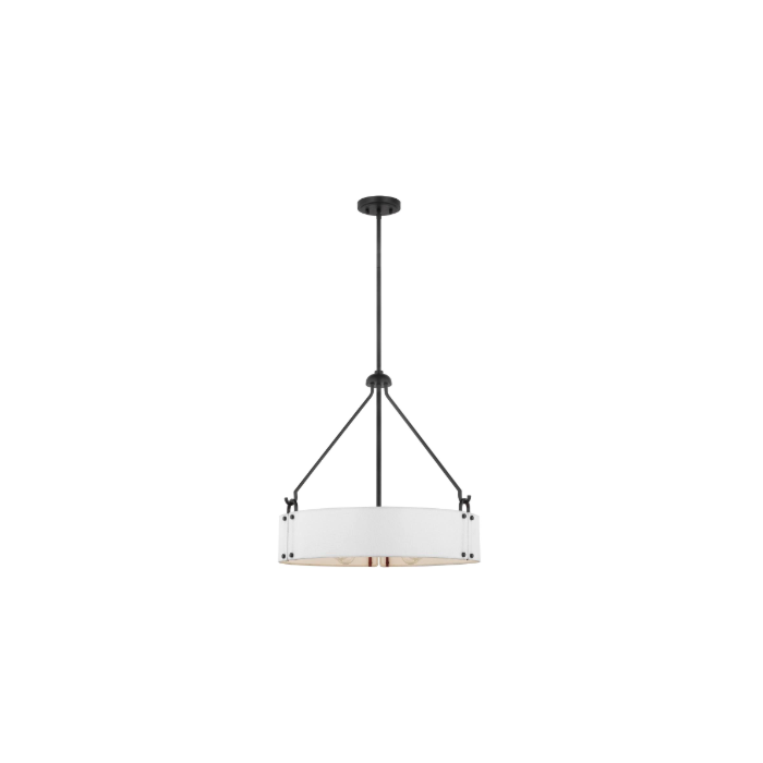 Nuvo 60-7692 Halter; 4 Light Pendant; Medium Base; 60 Watt; Matte Black Finish; White Fabric Shade