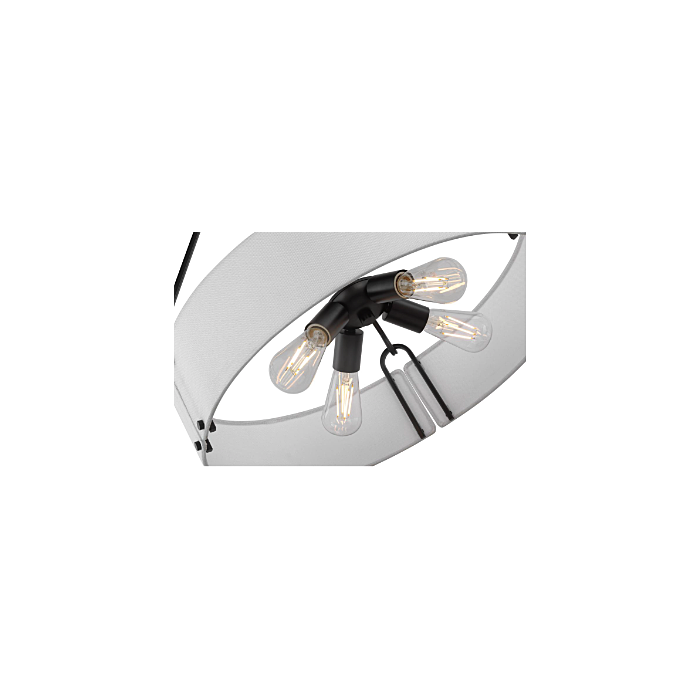 Nuvo 60-7692 Halter; 4 Light Pendant; Medium Base; 60 Watt; Matte Black Finish; White Fabric Shade