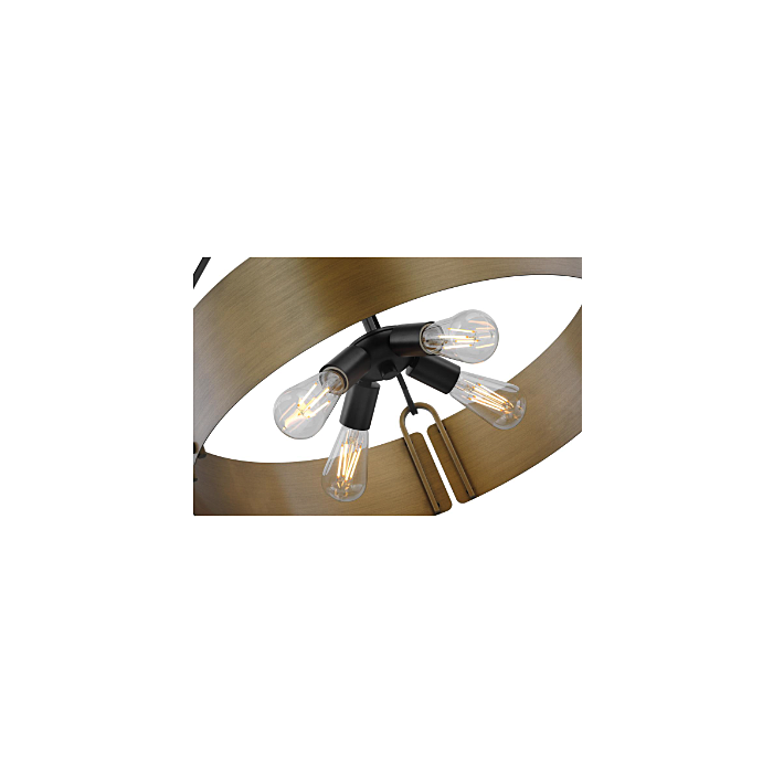 Nuvo 60-7693 Halter; 4 Light Pendant; Medium Base; 60 Watt; Matte Black Finish; Natural Brass Metal Shade