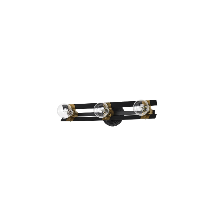 Nuvo 60-7865 Marsden 3 Light Vanity; Matte Black and Natural Brass Finish