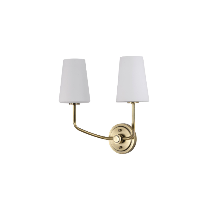 Nuvo 60-7882 Cordello 2 Light Sconce; Vintage Brass Finish; Etched White Opal Glass