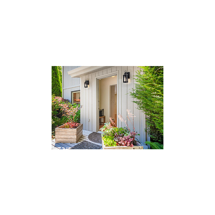 Nuvo 60-8101 Wilton; 1 Light Small Wall Lantern; Matte Black with Clear Seeded Glass