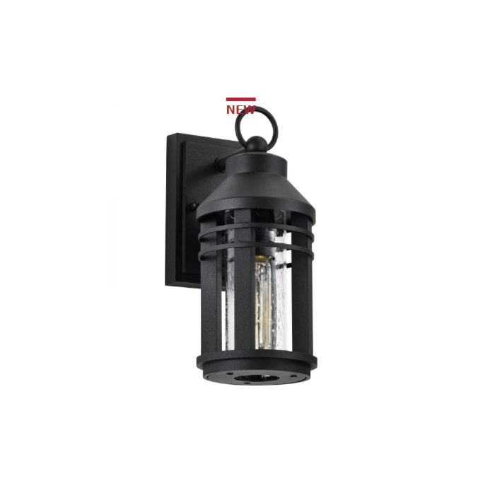 Nuvo 60-8101 Wilton; 1 Light Small Wall Lantern; Matte Black with Clear Seeded Glass