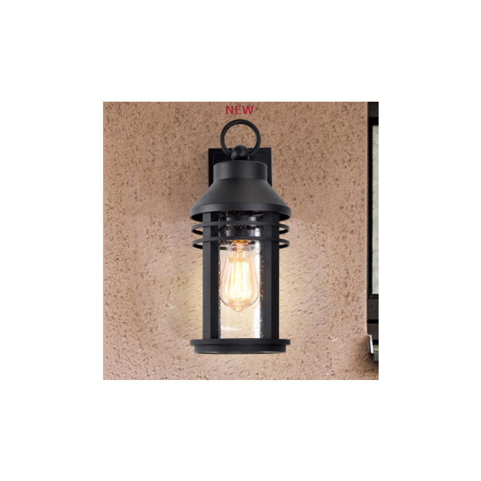 Nuvo 60-8102 Wilton; 1 Light Medium Wall Lantern; Matte Black with Clear Seeded Glass