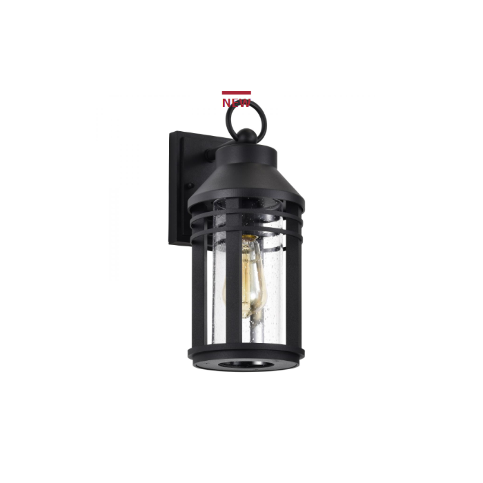 Nuvo 60-8102 Wilton; 1 Light Medium Wall Lantern; Matte Black with Clear Seeded Glass