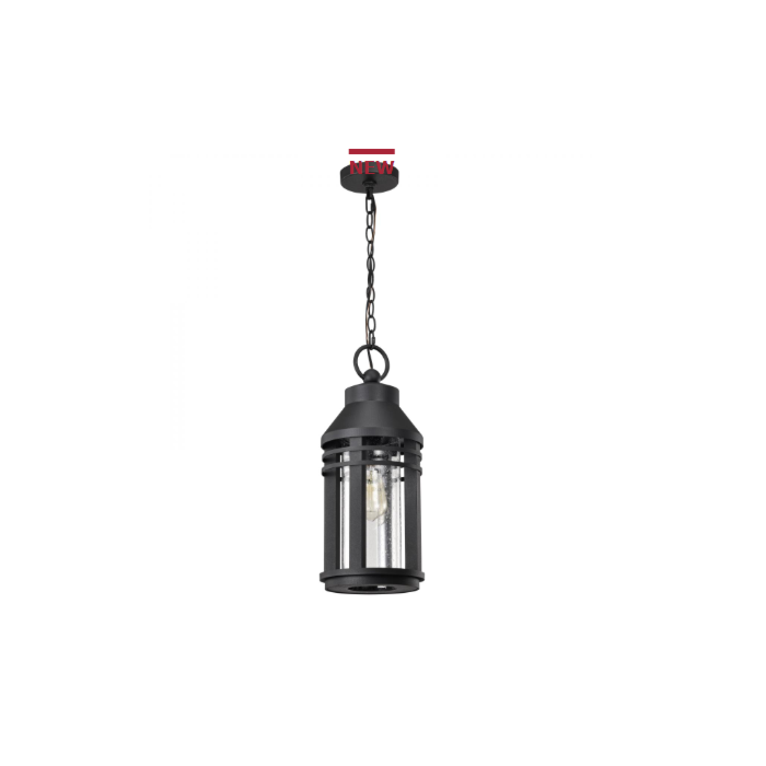 Nuvo 60-8104 Wilton; 1 Light Hanging Lantern; Matte Black with Clear Seeded Glass