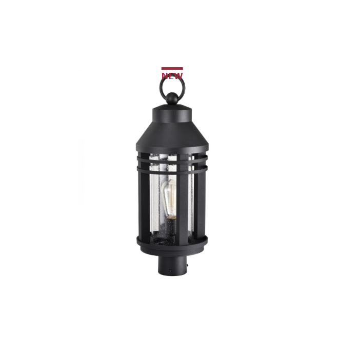 Nuvo 60-8105 Wilton; 1 Light Post Top; Matte Black with Clear Seeded Glass