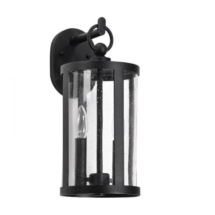 Nuvo 60-8113 Broadstone; 2 Light Large Wall Lantern; Matte Black with Clear Seeded Glass