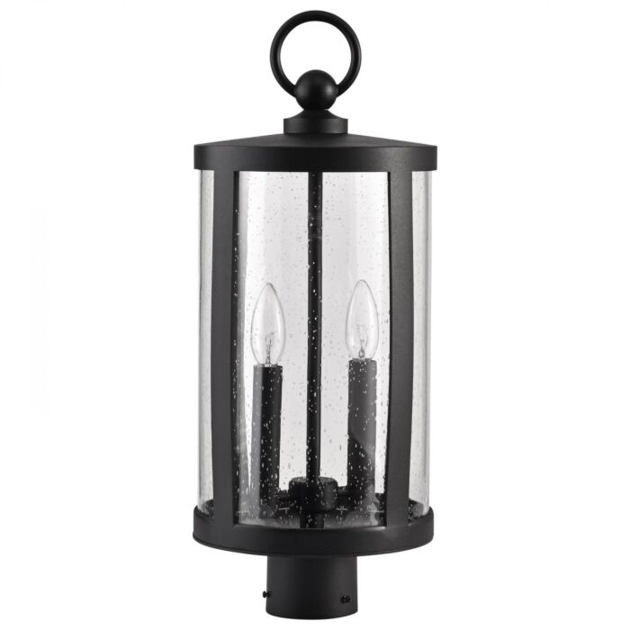 Nuvo 60-8114 Broadstone; 2 Light Post Top; Matte Black with Clear Seeded Glass