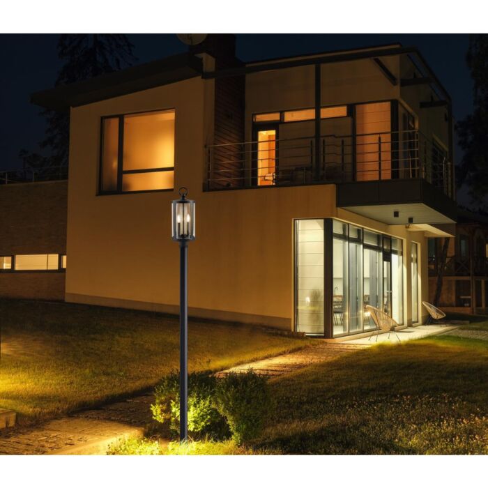 Nuvo 60-8114 Broadstone; 2 Light Post Top; Matte Black with Clear Seeded Glass