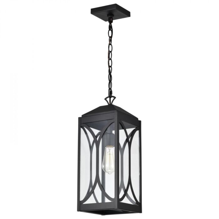 Nuvo 60-8125 Oaklyn; 1 Light Hanging Lantern; Matte Black with Clear Glass