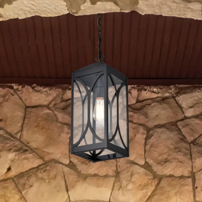Nuvo 60-8125 Oaklyn; 1 Light Hanging Lantern; Matte Black with Clear Glass