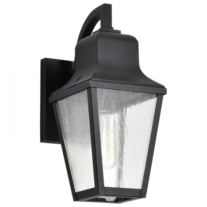 Nuvo 60-8131 Lawrence; 1 Light Small Wall Lantern; Matte Black with Clear Seeded Glass