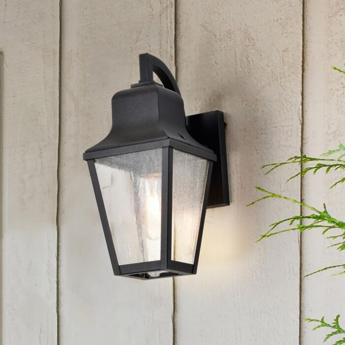 Nuvo 60-8131 Lawrence; 1 Light Small Wall Lantern; Matte Black with Clear Seeded Glass