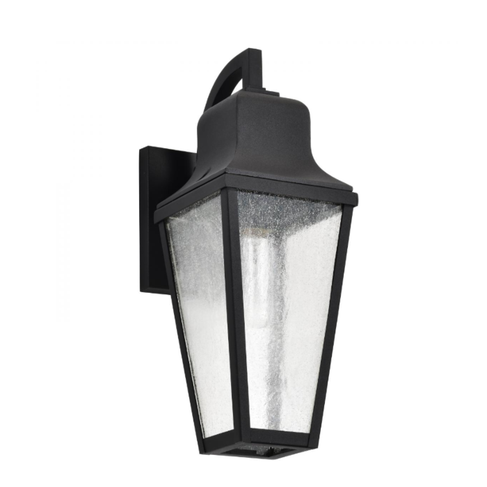 Nuvo 60-8132 Lawrence; 1 Light Medium Wall Lantern; Matte Black with Clear Seeded Glass