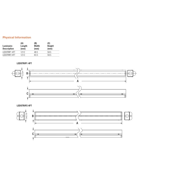 Sylvania 61454 LEDSTRIP2/UNV/42CCT3/4FT ValueLED 4' Strip Luminaire