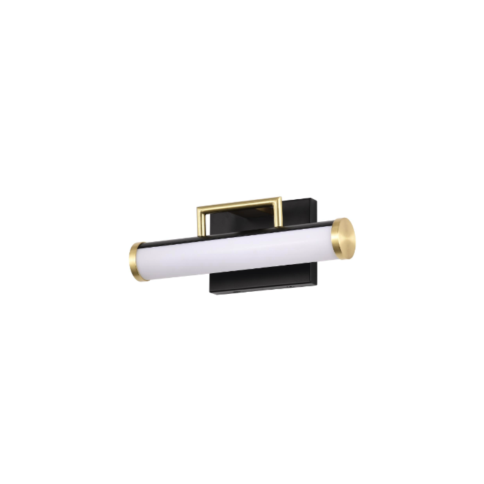 Nuvo 62-1537 Solano Small Vanity; LED; Black and Brushed Brass Finish; White Acrylic Lens