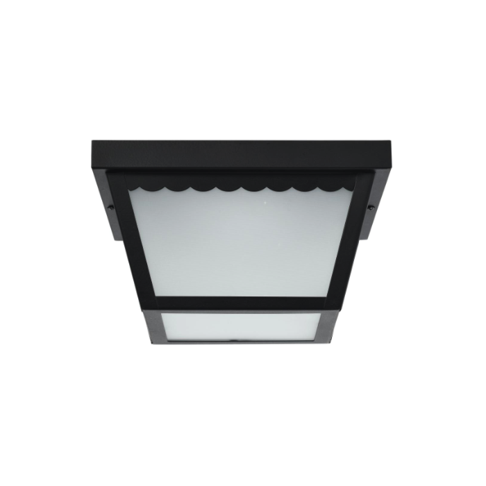 Nuvo 62-1572 12 Watt; 9 inch; LED Carport Flush Mount Fixture; 3000K; Dimmable; Black Finish with Frosted Glass