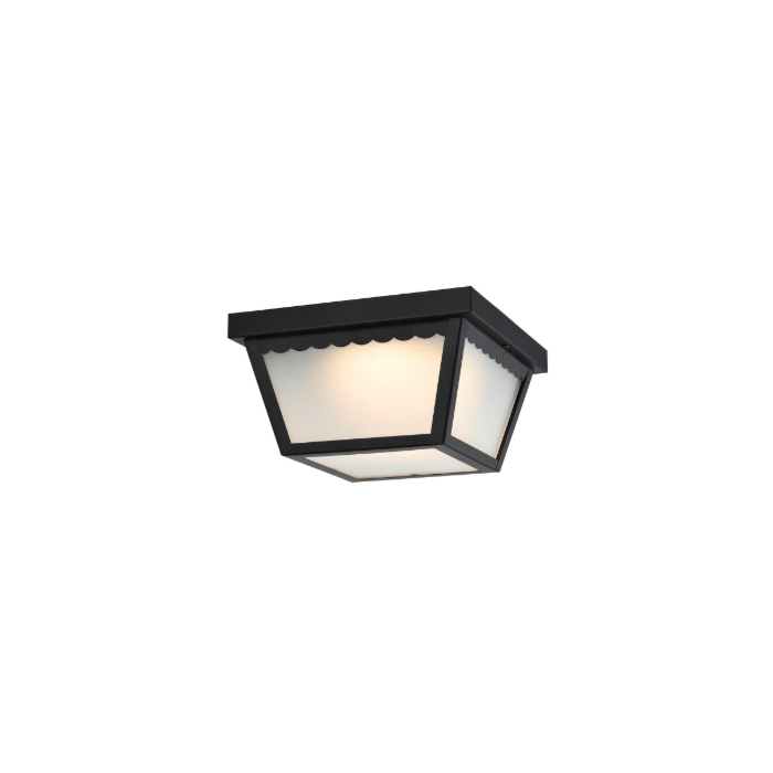 Nuvo 62-1572 12 Watt; 9 inch; LED Carport Flush Mount Fixture; 3000K; Dimmable; Black Finish with Frosted Glass