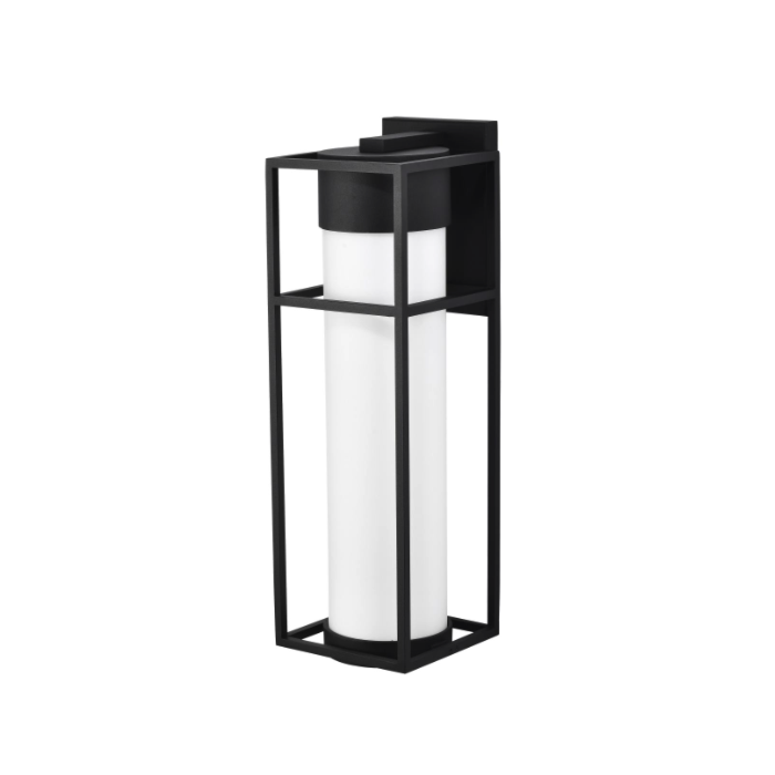 Nuvo 62-1613 Ledges; 10W LED; Large Wall Lantern; Matte Black with White Opal Glass