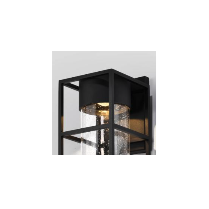 Nuvo 62-1612 Ledges; 6W LED; Medium Wall Lantern; Matte Black with Clear Seeded Glass