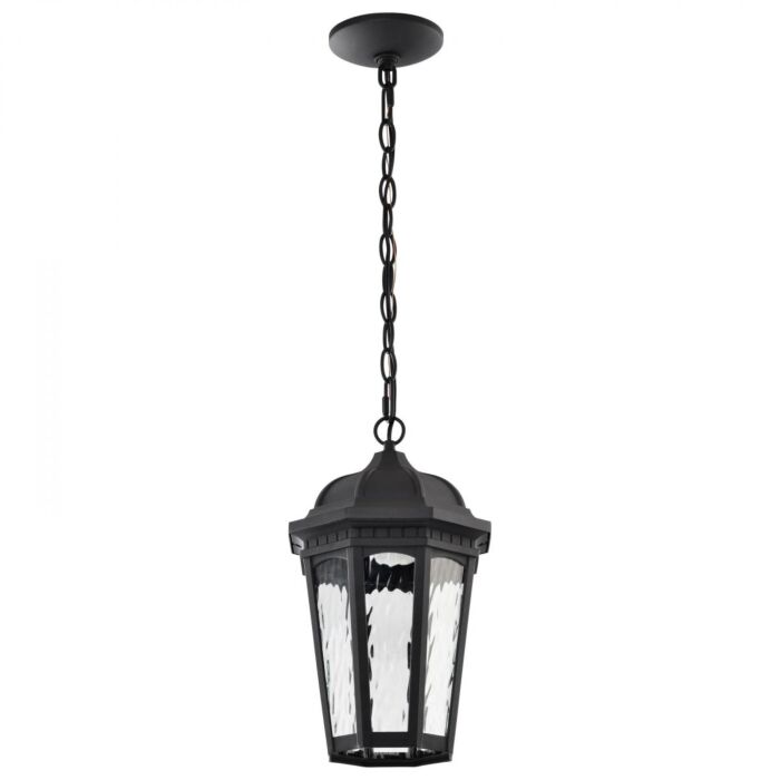 Nuvo 62-5944 East River Collection; 1 Light Outdoor Hanging Fixture; LED; SMART - Starfish RGBTW; CCT Selectable; Matte Black; Clear Water Glass
