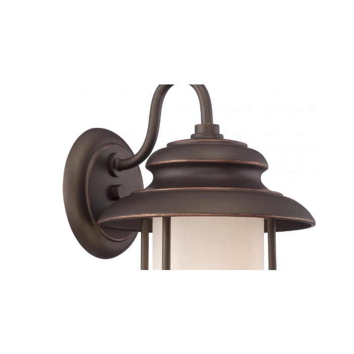 Nuvo 62-631 Bethany - LED Small Wall Lantern with Satin White Glass - Mahogany Bronze Finish