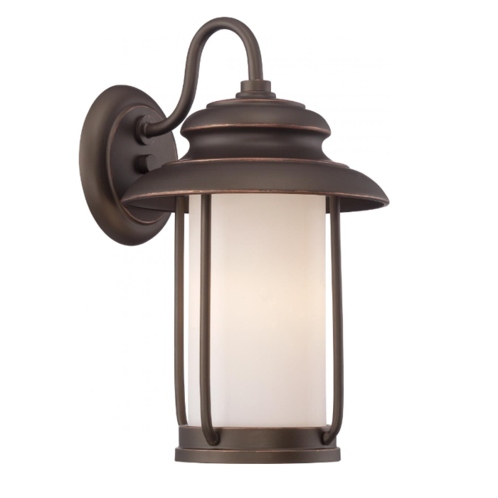 Nuvo 62-631 Bethany - LED Small Wall Lantern with Satin White Glass - Mahogany Bronze Finish