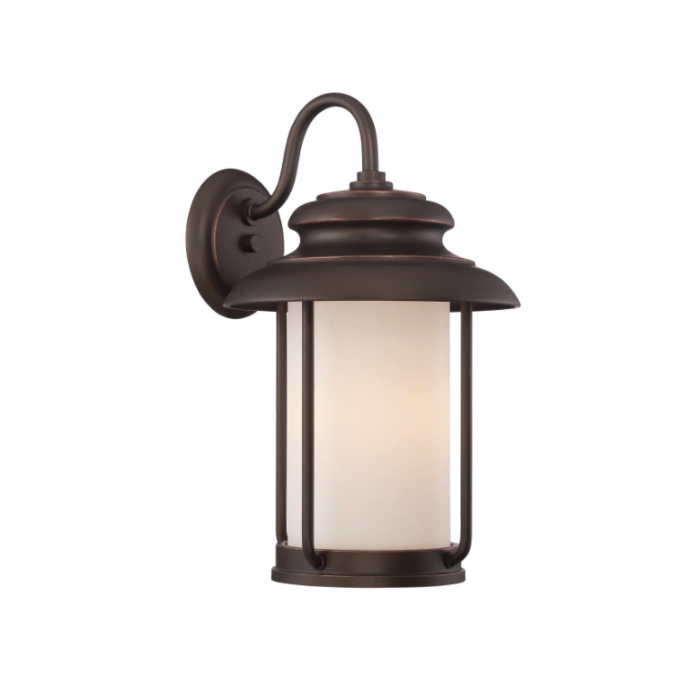 Nuvo 62-632 Bethany - LED Large Wall Lantern with Satin White Glass - Mahogany Bronze Finish