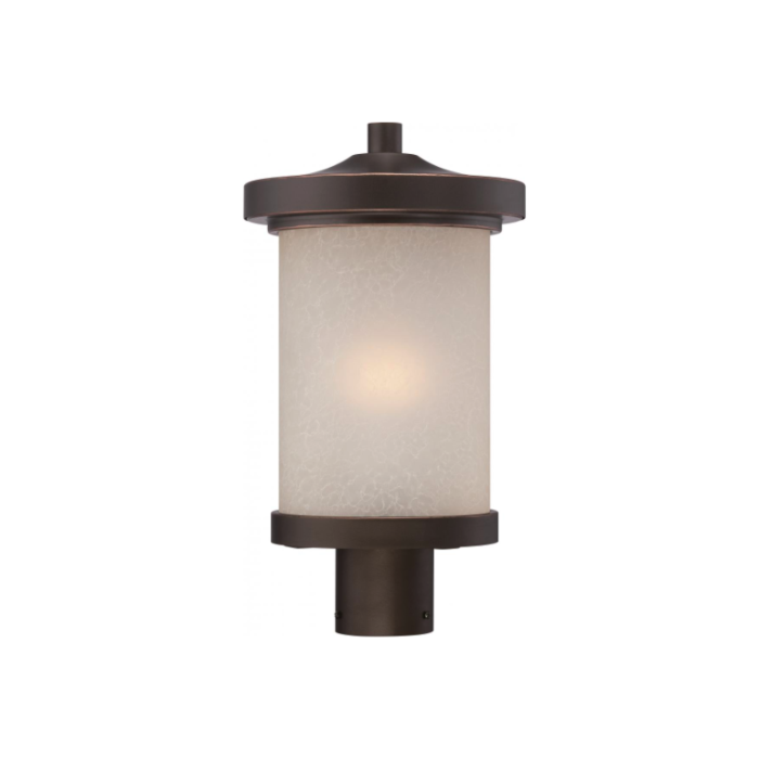 Nuvo 62-644 Diego - LED Post Lantern with Satin Amber Glass - Mahogany Bronze Finish