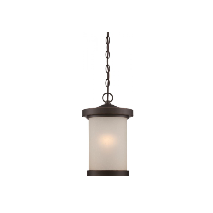 Nuvo 62-645 Diego - LED Hanging Lantern with Satin Amber Glass - Mahogany Bronze Finish
