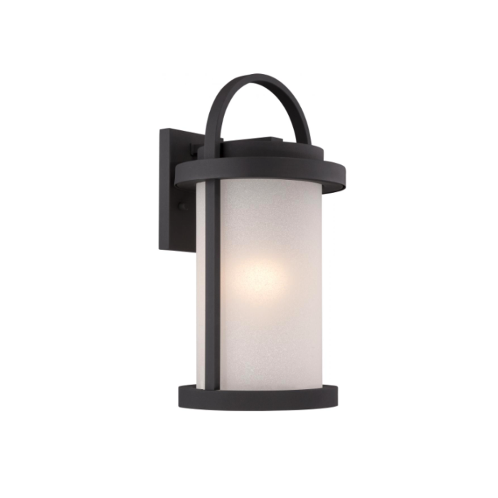 Nuvo 62-651 Willis - LED Small Wall Lantern with Antique White Glass - Textured Black Finish
