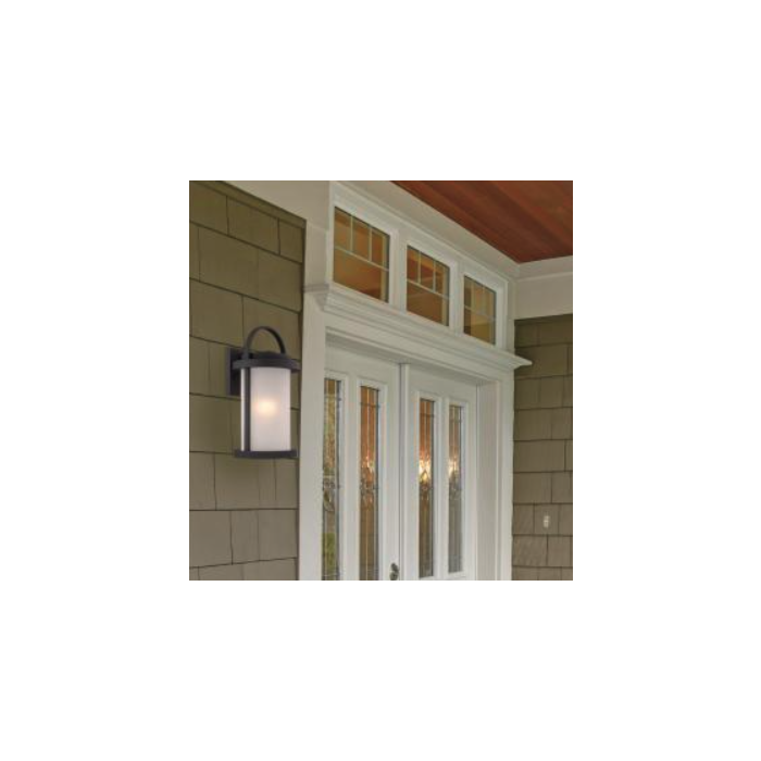 Nuvo 62-651 Willis - LED Small Wall Lantern with Antique White Glass - Textured Black Finish