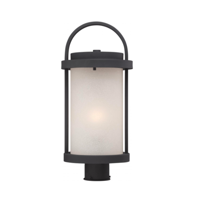 Nuvo 62-654 Willis - LED Post Lantern with Antique White Glass - Textured Black Finish