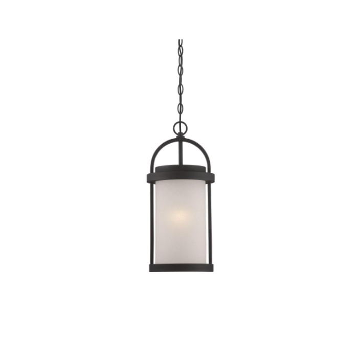 Nuvo 62-655 Willis - LED Hanging Lantern with Antique White Glass - Textured Black Finish