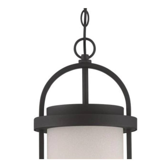 Nuvo 62-655 Willis - LED Hanging Lantern with Antique White Glass - Textured Black Finish