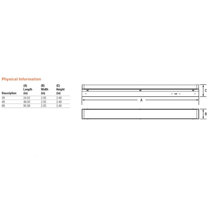 Sylvania 62353 STRIP1B/S080UNVD8SC7/96S/WH 8' Strip Luminaire