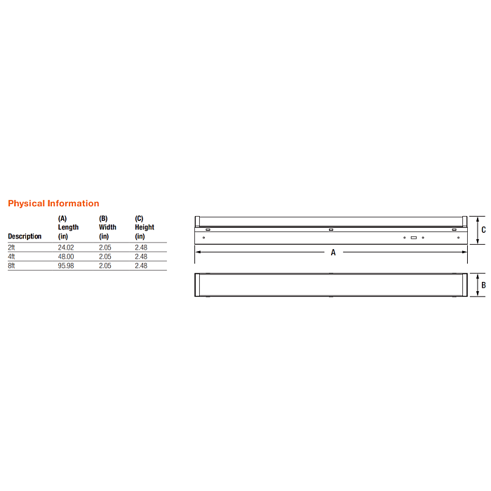 Sylvania 62352 STRIP1B/S040UNVD8SC7/48S/WH 4' Strip Luminaire
