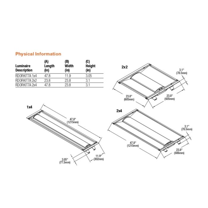 Sylvania 62573- LED 7A Retrofit Door Kit 2x4 Troffer, Dual Selectable, 25/35/40/45W
