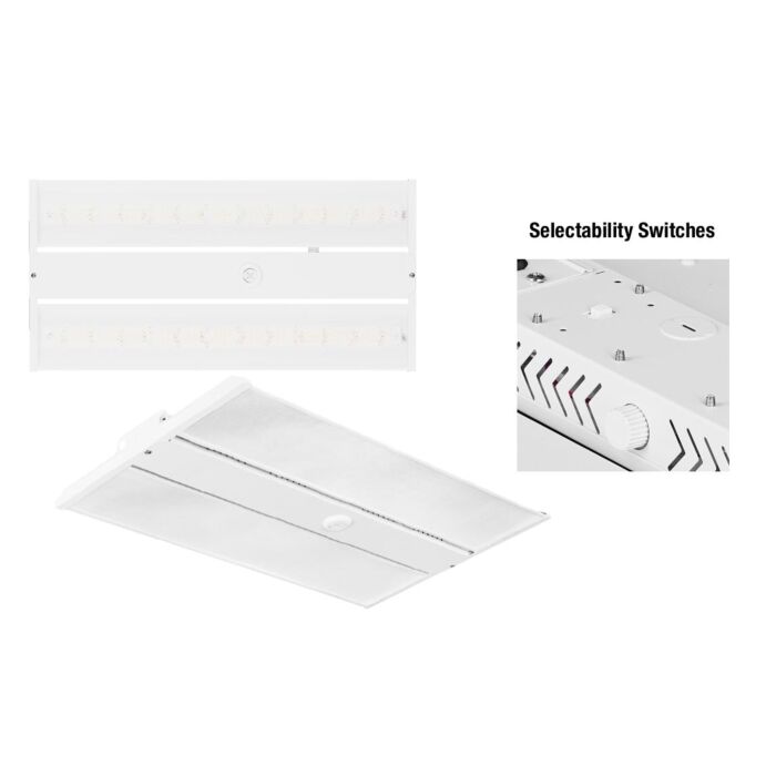 Sylvania 63062 - LED Highbay Linear, 5A Luminaire, 175/195/220W, 120-277V, Dimmable, 4000K/5000K, White Finish
