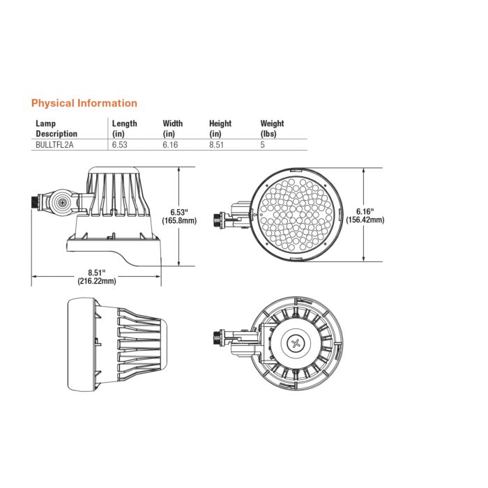 Sylvania LEDVANCE 63194 - Bullet Floodlight 2A - Dual Selectable - 10/20/30WW - 120-347V - Dimmable - CCT Selectable - Bronze