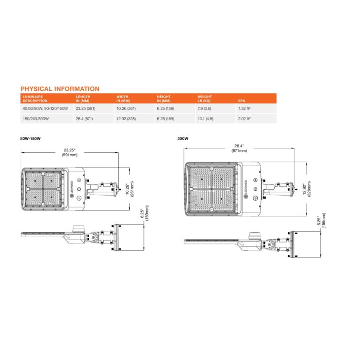 Sylvania 63310 -LED 5A Area Light Wattage Selectable- 90/120/150W, 5000K, Type 4 Dist., Bronze Finish