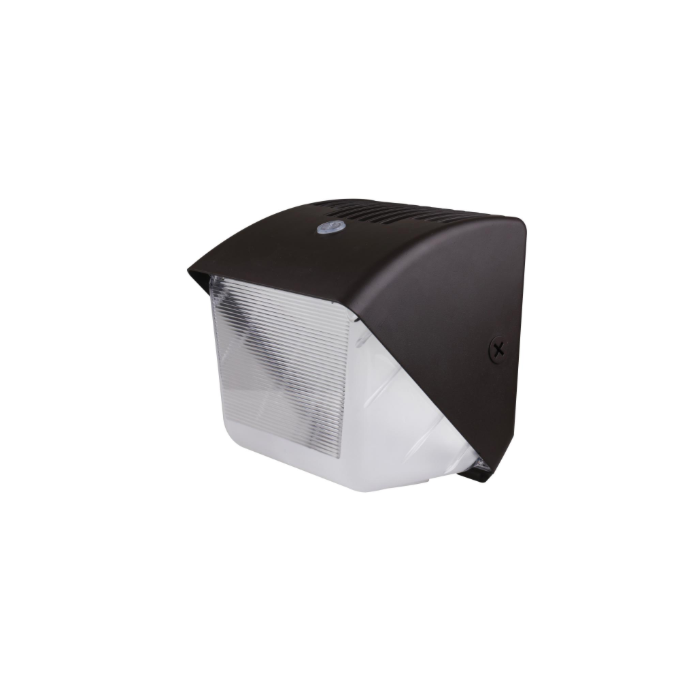 Satco 65-656 40 Watt Small LED Wall Pack with Integrated Bypassable Photocell; CCT Selectable; 120-277 Volts; Dusk to Dawn Security Lighting; IP65; Bronze Finish