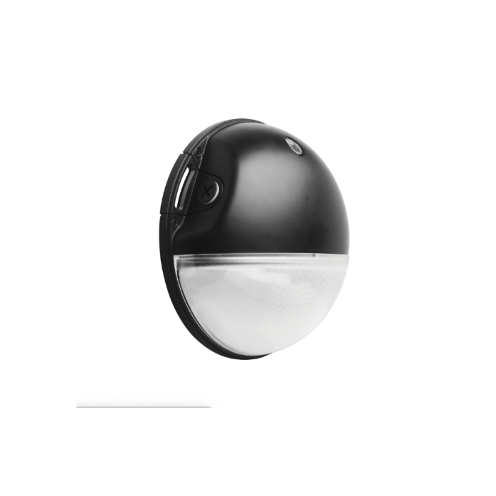 Satco 65-750 LED Small Round Wall Pack; 20W; CCT Selectable; Bypassable Photocell; 120-277 Volt; Black Finish