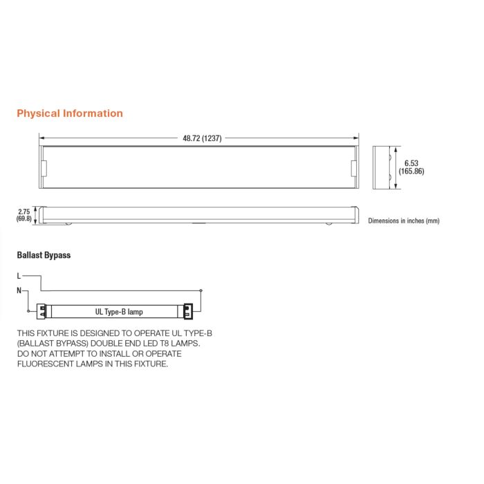 Sylvania 65655 TUBEREADYT8BFWRAP2LAMP48WH 6/CS 1/SKU 4' Tube Ready Luminaire