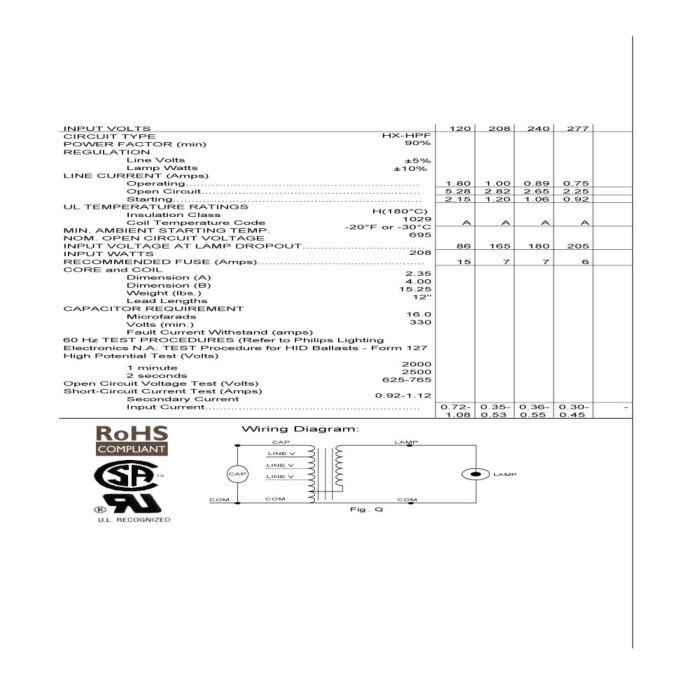 Advance 71A0790-500D 180 Watt Low Pressure Sodium Ballast Kit - DISCONTINUED