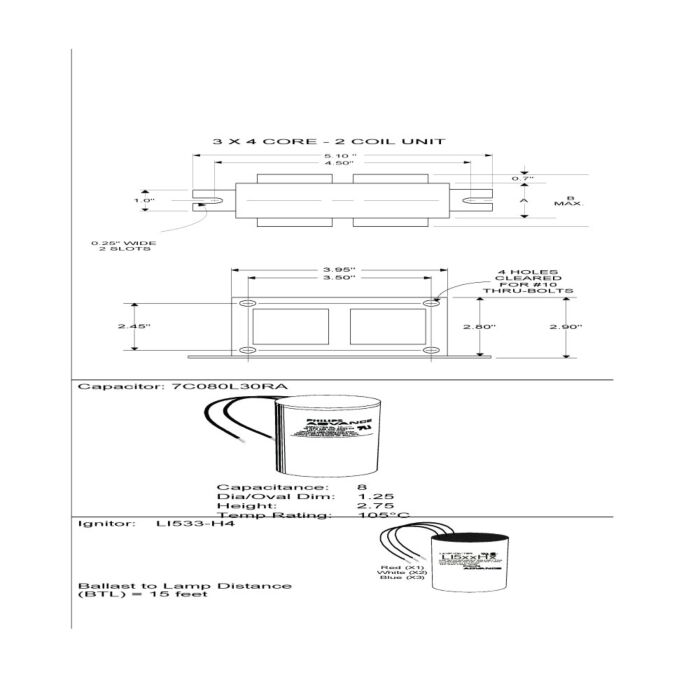 Advance 71A5292-001D 70 Watt Metal Halide Ballast Kit