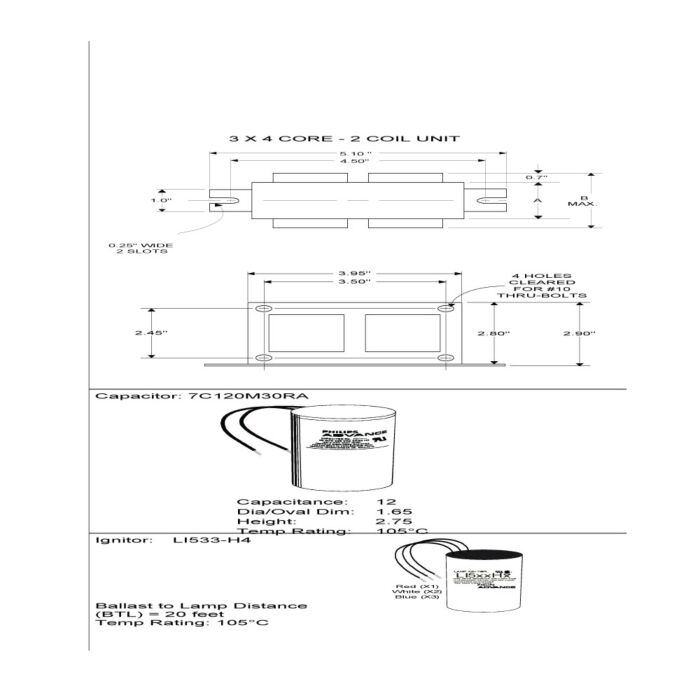 Advance 71A5390-001D 100 Watt Metal Halide Ballast Kit