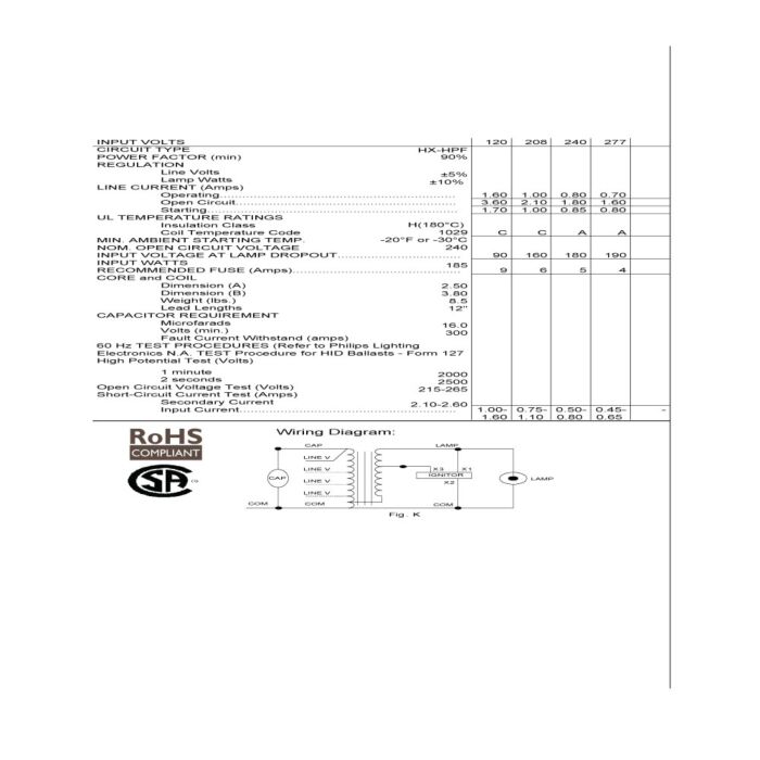 Advance 71A5490-500D 150 Watt Metal Halide Ballast Kit - DISCONTINUED