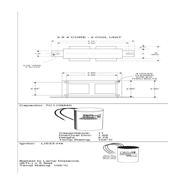Advance 71A5593-001D 175 Watt Metal Halide Ballast Kit